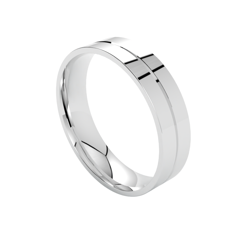 Plaska polerowana obrączka ślubna z białego złota